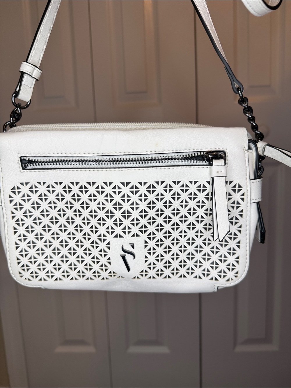 Vera Wang White Laser-Cut Crossbody